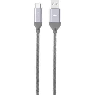 Cables - Silicon Power cable USB-C 1m braided, grey (LK30AC) - quick order from manufacturer