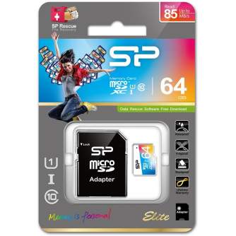 Карты памяти - Silicon Power memory card microSDXC 64GB Elite Class 10 + adapter - быстрый заказ от производителя