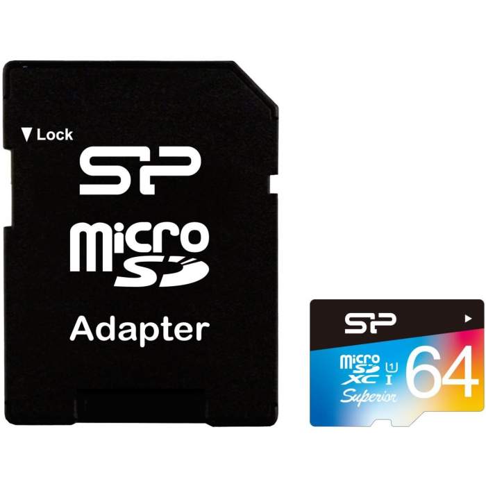 Atmiņas kartes - Silicon Power atmiņas karte microSDXC 64GB Superior UHS-I U1 + adapteris - ātri pasūtīt no ražotāja