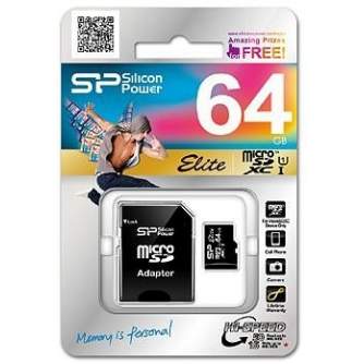 Memory Cards - Silicon Power memory card microSDXC 64GB Elite + adapter - quick order from manufacturer