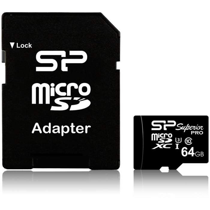 Карты памяти - Silicon Power memory card microSDXC 64GB Superior Pro U3 + adapter - быстрый заказ от производителя