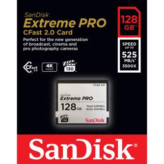 Atmiņas kartes - SanDisk Extreme PRO CFast 2.0 Card 525MB/s 128GB - ātri pasūtīt no ražotāja