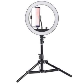 StudioKing SKRL10 LED dimmable LED bi-color ring light with table tripod and 