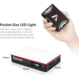 On-camera LED light - Aputure AL-MC RGBWW Mini On Camera LED light 3200K-6500K CRI TLCI 96+ HSI Mode Magnetic APP - quick order from manufacturer