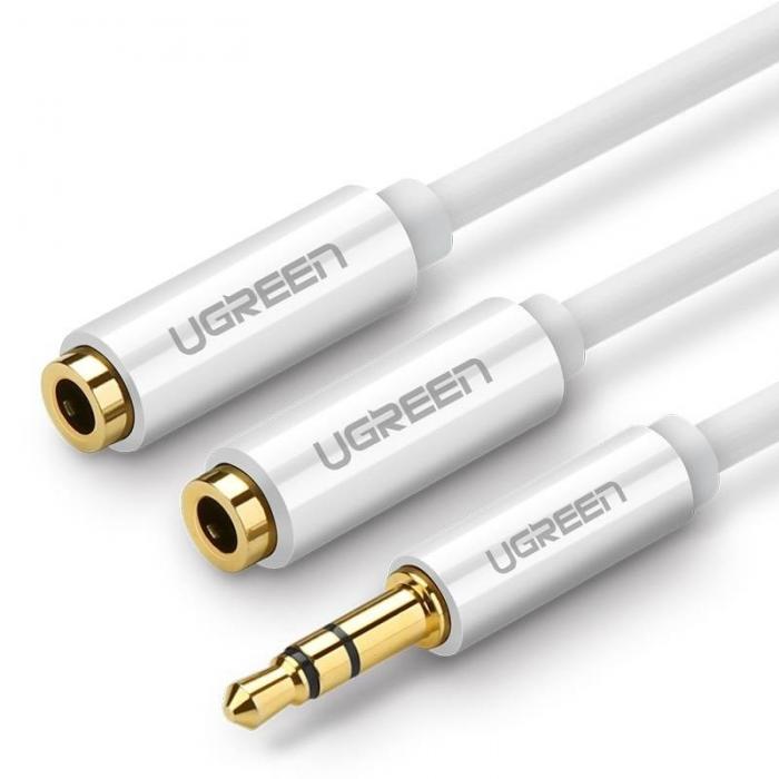 Discontinued - UGREEN AV123 AUX Audio splitter with jack 3,5 mm cable, 20cm - white (10780)