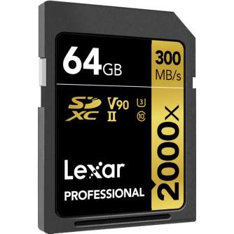 Atmiņas kartes - LEXAR PRO 2000X SDHC/SDXC UHS-II U3(V90) R300/W260 (W/O CARDREADER) 64GB LSD2000 - купить сегодня в магазине и 