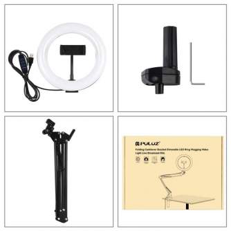 Ring Light - Puluz Foldable arm stand + 8 inch 20cm bi-color LED Ring Vlogging Video Light Live PKT3089B - buy today in store and with delivery