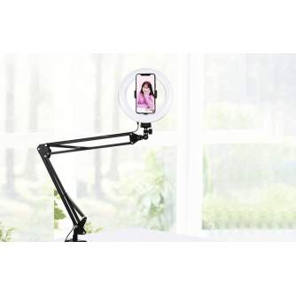 Ring Light - Puluz Foldable arm stand + 8 inch 20cm bi-color LED Ring Vlogging Video Light Live PKT3089B - buy today in store and with delivery