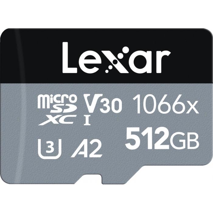 Atmiņas kartes - LEXAR PRO 1066X MicroSDHC MicroSDXC UHS I SILVER R160 W120 512GB LMS1066512G-BNA - ātri pasūtīt no ražotāja