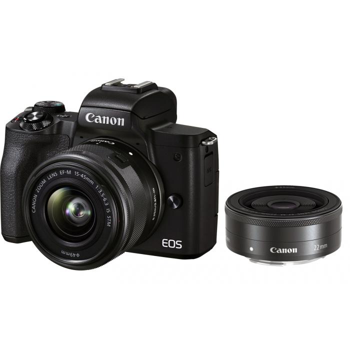 Discontinued - Canon EOS M50 Mark II 15-45 IS STM + 22mm STM (Black)