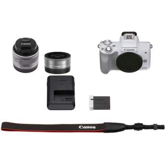 Discontinued - Canon EOS M50 Mark II 15-45 IS STM + 22mm STM (White)