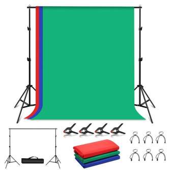 Fonu komplekti ar turētāju - Puluz Photo studio background support 2x2m + Backdrops 3 pcs PKT5204 - быстрый заказ от производите