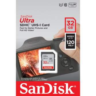 Memory Cards - Sandisk memory card SDHC 32GB Ultra 120MB/s UHS-I SDSDUN4-032G-GN6IN - quick order from manufacturer