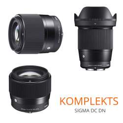 Sigma DC DN objektīvu komplekts 16mm+30mm+56mm Sony E-mount аренда