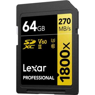 Memory Cards - LEXAR Pro 1800x SDXC U3 (V60) UHS-II R270/W180 64GB - quick order from manufacturer