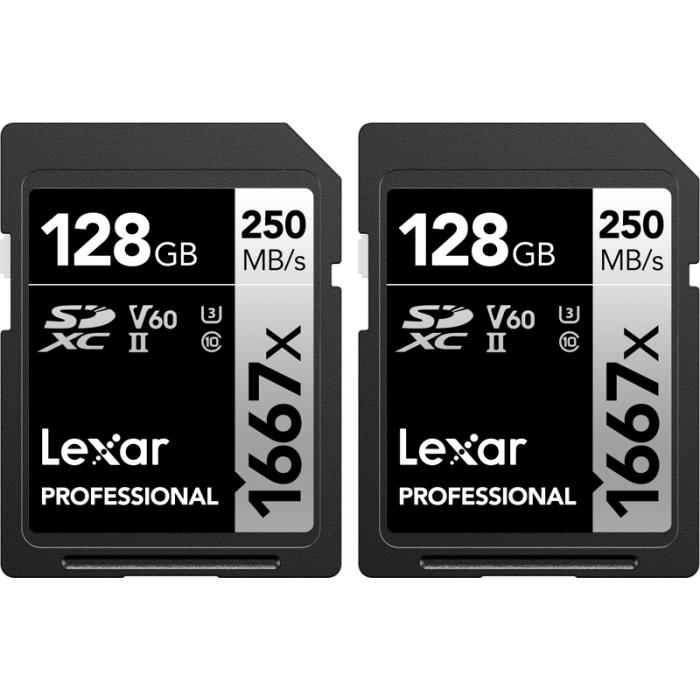 Memory Cards - LEXAR PRO 1667X SDXC UHS II U3 V60 R250 W120 128G 2PACK LSD1667128G-B2NNG - quick order from manufacturer