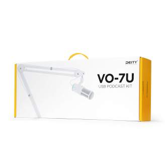 Podcast Microphones - Deity VO-7U USB Podcast Streamer Kit (White) RGB ring includes a Boom Arm - quick order from manufacturer