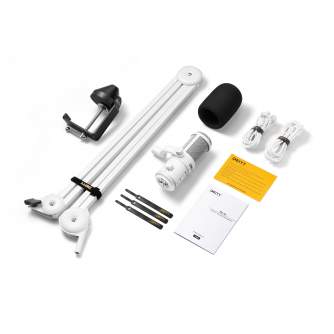 Podcast Microphones - Deity VO-7U USB Podcast Streamer Kit (White) RGB ring includes a Boom Arm - quick order from manufacturer