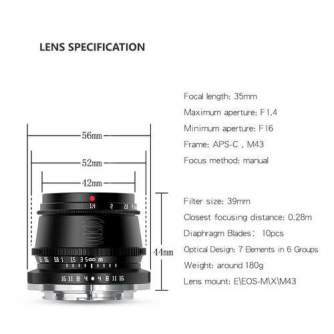 Mirrorless Lenses - TTArtisan 35mm F1.4 APS-C Sony E Mount - quick order from manufacturer