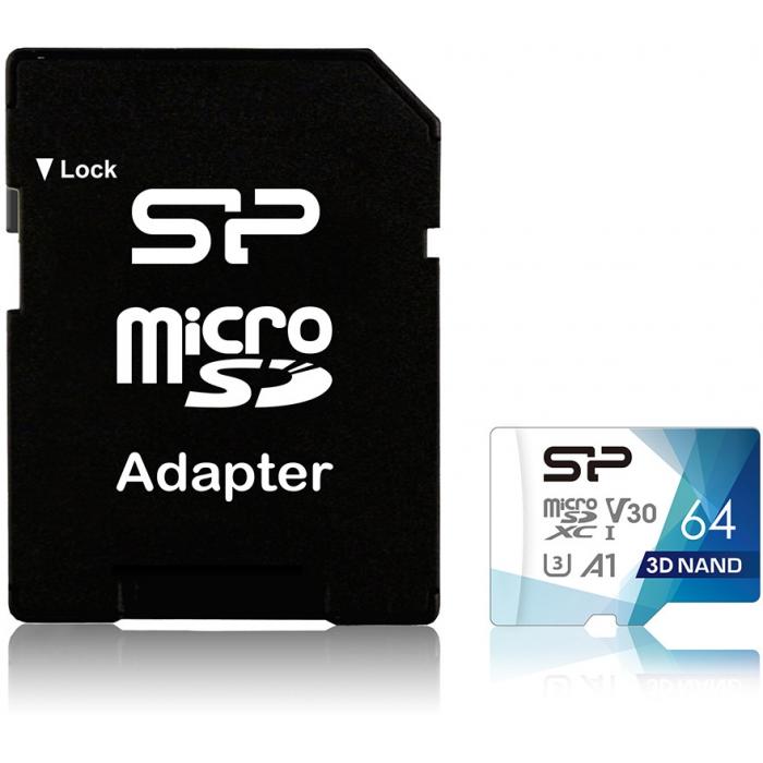 Карты памяти - Silicon Power memory card microSDXC 64GB Superior Pro V30 + adapter SP064GBSTXDU3V20AB - быстрый заказ от произво