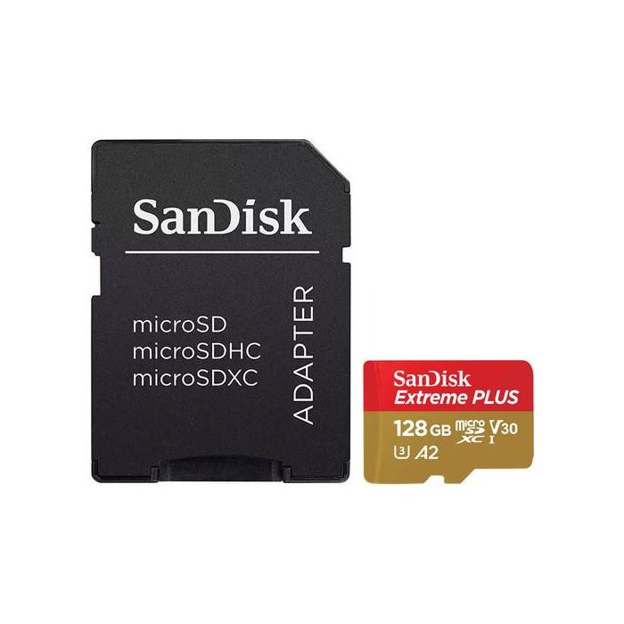 Atmiņas kartes - SanDisk atmiņas karte microSDXC 128GB Extreme Plus V30 A2 + adapteris SDSQXBZ-128G-GN6MA - ātri pasūtīt no ražotāja