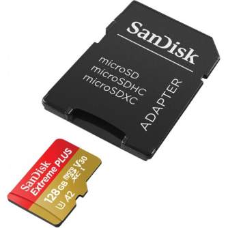 Atmiņas kartes - SanDisk memory card microSDXC 128GB Extreme Plus V30 A2 + adapter SDSQXBZ-128G-GN6MA - быстрый заказ от произво