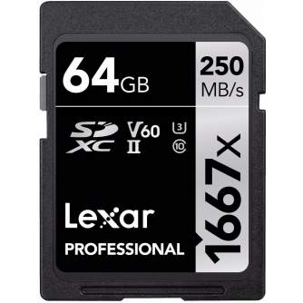 Atmiņas kartes - LEXAR PROFESSIONAL SDHC / SDXC 1667X UHS-II 64GB - ātri pasūtīt no ražotāja