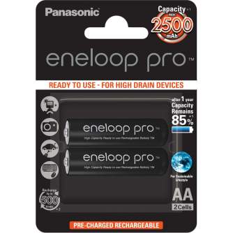 Baterijas, akumulatori un lādētāji - Panasonic Eneloop Pro akumulators 2xAA 2500mAh BK-3HCDE/2BE - ātri pasūtīt no ražotāja