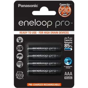 Baterijas, akumulatori un lādētāji - Panasonic Batteries Panasonic eneloop rechargeable battery pro AAA 930 4BP BK-4HCDE/4BE - б