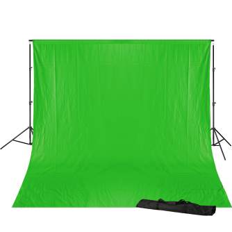 Background Set with Holder - BRESSER BR-D23 Fonu stirpinājumu komplekts ar 3 x 4m Chromakey Green audumu - buy today in store and with delivery