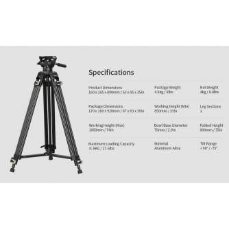 Video Tripods - Smallrig 3751 Video Tripod Heavy-Duty with Fluid Head AD-01 - quick order from manufacturer