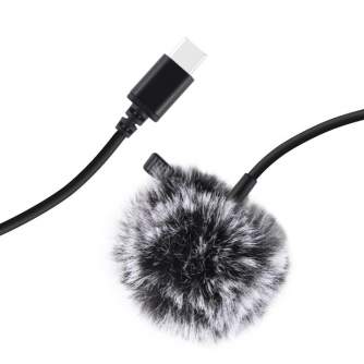 Lavalier mikrofonas - Puluz Jack Lavalier Wired Condenser Recording Microphone 1.5m USB-C / Type-C - быстрый заказ от производи