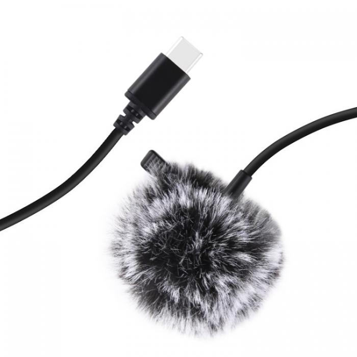 Больше не производится - Puluz Jack Lavalier Wired Condenser Recording Microphone 1.5m USB-C / Type-C 