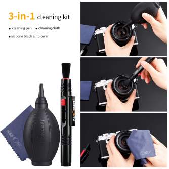 Больше не производится - K&F Concept 3in1 Camera Cleaning Kit Lens Brushes+Cleaning Pen+Cleaning Cloth for Camera Lenses & Filte