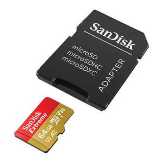 Memory Cards - SANDISK EXTREME microSDXC 64 GB 170/80 MB/s UHS-I U3 memory card (SDSQXAH-064G-GN6MA) - quick order from manufacturer