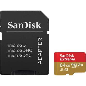 Memory Cards - SANDISK EXTREME microSDXC 64 GB 170/80 MB/s UHS-I U3 ActionCam memory card (SDSQXAH-064G-GN6AA) - quick order from manufacturer