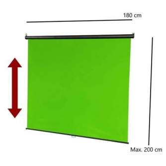 Background Set with Holder - StudioKing Wall Pull-Down Green Screen FB-180200WG 180x200 cm Chroma Green - quick order from manufacturer