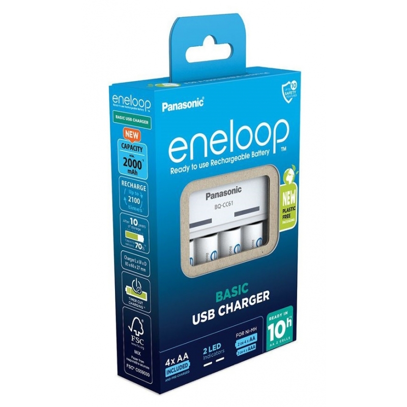 Eneloop AA Charger with 4 x AA Batteries