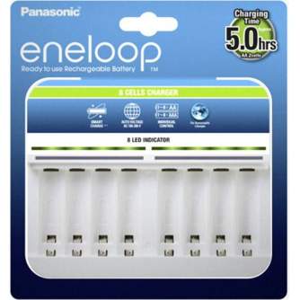 Batteries and chargers - Panasonic Eneloop BQ-CC63E astoņvietīgs AA/AAA Ni-MH akumulatoru lādētājs, balts - buy today in store and with delivery