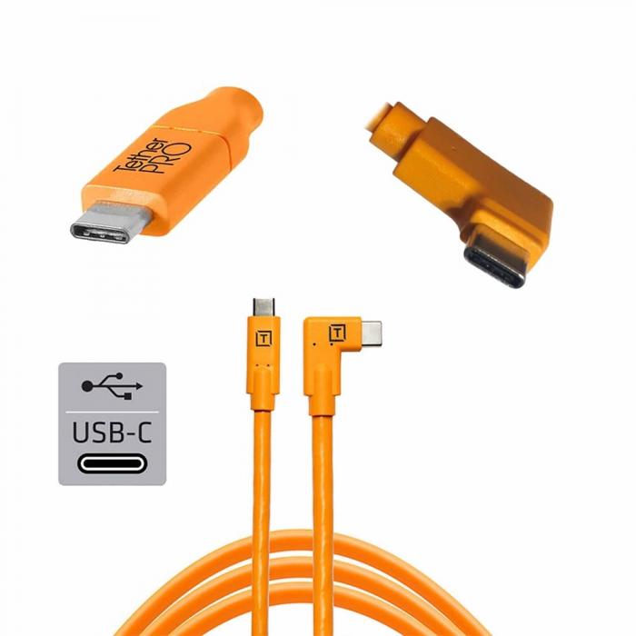 Video vadi, kabeļi - TETHERPRO USB-C TO USB-C 4.6M RIGHT ANGLE | ORANGE - быстрый заказ от производителя