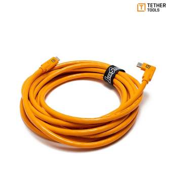 Wires, cables for video - TETHERPRO USB-C TO USB-C 4.6M RIGHT ANGLE ORANGE - quick order from manufacturer