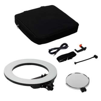 Ring Light - Caruba Round Vlogger 18 inch LED Set Economy with Bag - Black - quick order from manufacturer