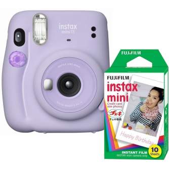 Фотоаппараты моментальной печати - Instax Mini 11 Lilac Purple + бумага 10шт Glossy (сиренево-фиолетовая) камера - быстрый зак