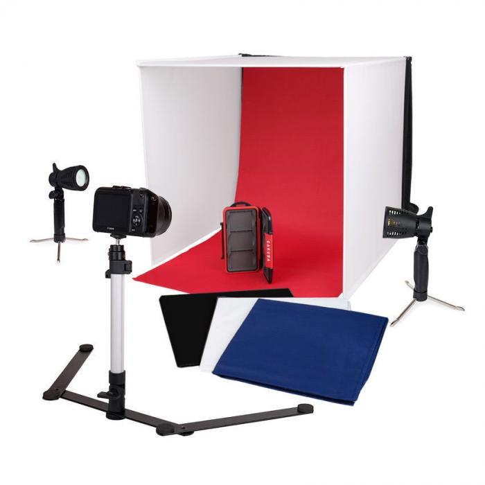 Gaismas kastes - Caruba Portable Photostudio 50x50x50cm with Separate LED Bulbs - ātri pasūtīt no ražotāja