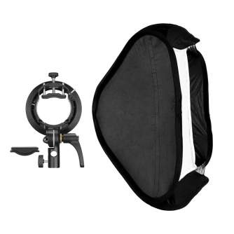 Piederumi kameru zibspuldzēm - Godox S2-type Bracket Bowens + Softbox 60x60cm + Grid - купить сегодня в магазине и с доставкой