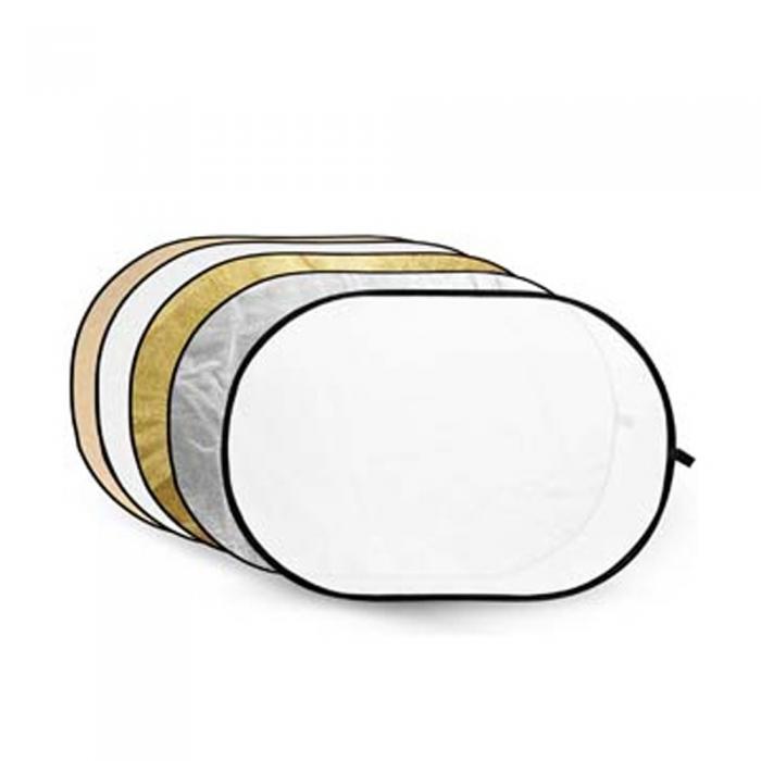 Складные отражатели - Godox 5 in 1 Goud, Zilver, Soft Gold, Wit, Transparant Reflector disc 60x90cm RFT 06 6090 - быстрый зака