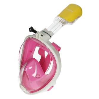 Zemūdens foto - Caruba Full Face Snorkel Mask Dual Air - Afneembaar + Action Cam Mount (Pink - S / M) - ātri pasūtīt no ražotāja