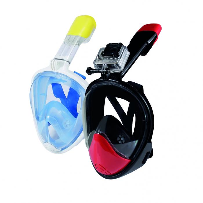 Zemūdens foto - Caruba Full Face Snorkel Mask Pro - Extra Long + Action Cam Mount (Black + Red - S/M) - ātri pasūtīt no ražotāja