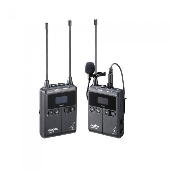 Bezvadu audio sistēmas - Godox UHF Wireless & Lavalier Microphone Kit (1x TX1 /1x RX1 /1x LMS-12 AXL) - быстрый заказ от произво