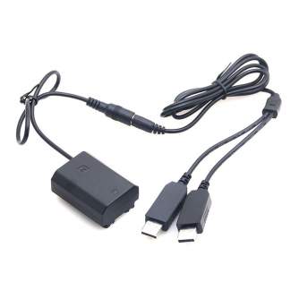 DC adapteriai - Caruba Sony NP-FZ100 Full Decoding Dummy Battery + 5V 2A dual USB cable - быстрый заказ от производителя